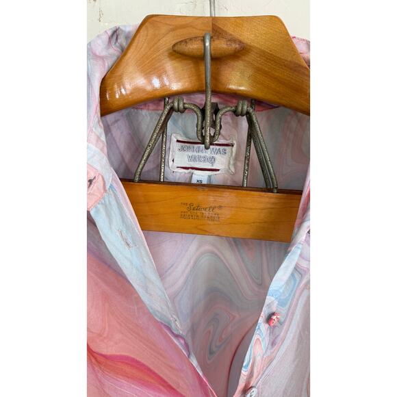 Johnny Was Watercolor Marble Print Blouse | Sheer Puff Sleeve Button Up |Size XS - Picture 6 of 6